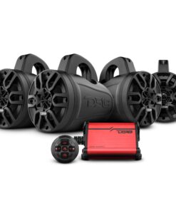 DS18 MP4TP.4A 4" 600W Bluetooth Marine Tower Speakers with Amplifier and Remote