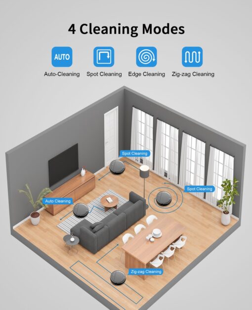 Robot Vacuum and Mop Combo, 2 in 1 Mopping Robot Vacuum Cleaner with Schedule, Wi-Fi/Voice/App, Strong Suction, Ease of Use, Self-Charging Robotic Vacuum, Slim, Ideal for Hard Floor, Pet Hair, Carpet - Image 5
