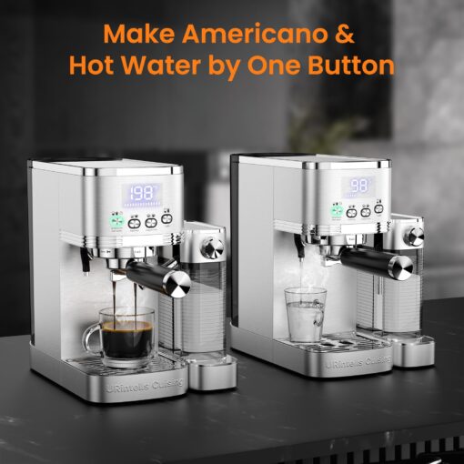 URintells Cuising Espresso Machine 20 Bar Cappuccino Latte Machine with Automatic Milk Frother,Temperature Control LED Display StainlessSteel Dual Heat System Coffee Maker with ESE Pod Filter for Home - Image 7