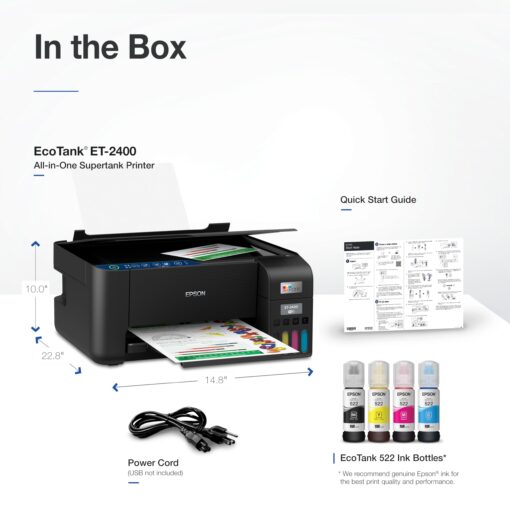 Epson EcoTank ET-2400 Wireless Color All-in-One Cartridge-Free Supertank Printer with Scan and Copy – Easy, Everyday Home Printing, Black - Image 2