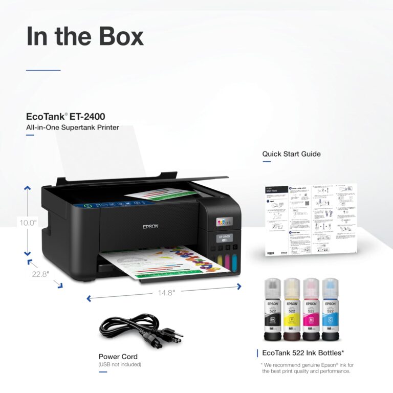 Epson EcoTank ET-2400 Wireless Color All-in-One Cartridge-Free Supertank Printer with Scan and Copy – Easy, Everyday Home Printing, Black - Image 2