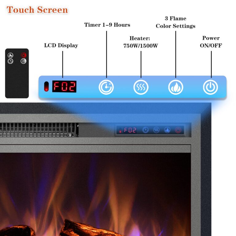 Kentsky Electric Fireplace, 28" Electric Fireplace Inserts, Recessed Fireplace Heater with Remote Control, Adjustable Flame Colors, Timer&Overheating Protection, 750/1500W - Image 7