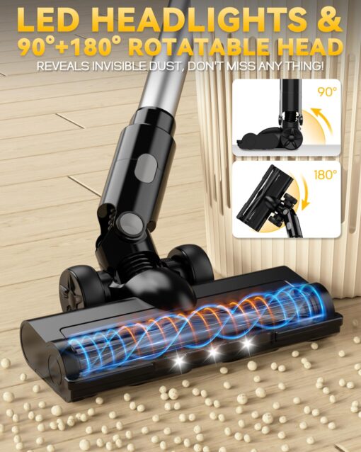 350W Cordless Vacuum Cleaner for Dewalt 20v Battery, 35kPa Brushless Lightweight Stick Vacuum with 3 Mode Suction, 6 in 1 Stick Vacuum Cleaner with HEPA for Floor, Carpet, Car (Battery Not Included) - Image 4