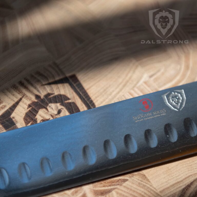Dalstrong Slicing Carving Knife - 12 inch Granton Edge - Shogun Series - Damascus - Japanese AUS-10V Super Steel Kitchen Knife - Vacuum Treated - Crimson Red ABS Handle - Razor Sharp Knife - w/Sheath - Image 4