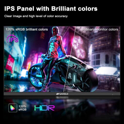 SANSUI 27 Inch WQHD 2560 x 1440 IPS Gaming Monitor, 180Hz 1ms Computer Monitor, DP 1.2 x2 | HDMI 2.0 x2 | VESA Mount, 120% sRGB HDR Eye Care Metal Stand (ES-G27F2Q, DP Cable Included) - Image 6