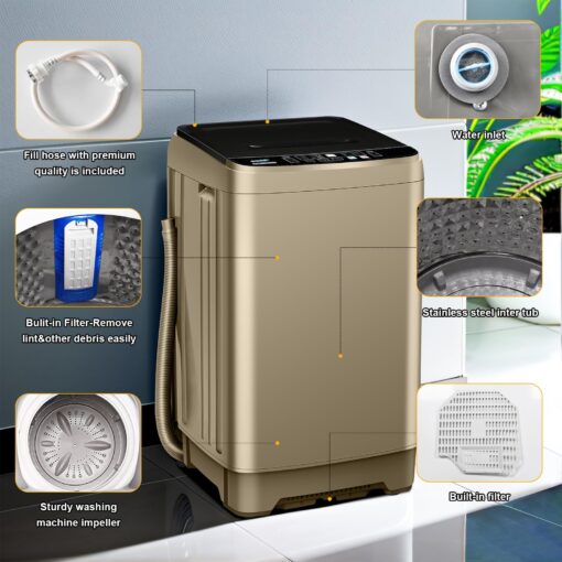 Qhou KRIB-XQB201A-GREY6 Full Automatic Washing Machine, Gold - Image 3