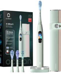 Oclean X Ultra S Electric Toothbrush with Screen Display, IPX7 Travel Toothbrush for Adults with 3 Brush Heads & Case, Smart Touchscreen