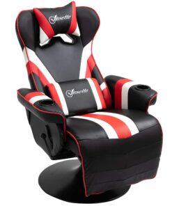 Vinsetto Gaming Chair, Racing Style Computer Recliner with Lumbar Support, Footrest and Cup Holder, Black/White/Red