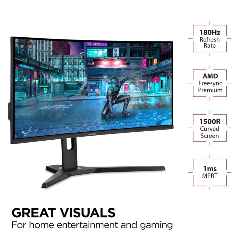 ViewSonic VX3418-2KPC 34 Inch 21:9 Curved 1440p 1ms 180Hz Gaming Monitor with FreeSync Premium, Eye Care, HDMI and Display Port - Image 8