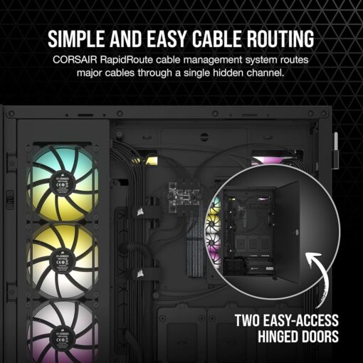 CORSAIR 7000D AIRFLOW Full-Tower ATX PC Case – High-Airflow Front Panel – Spacious Interior – Easy Cable Management – 3x 140mm AirGuide Fans with PWM Repeater Included – Black - Image 6