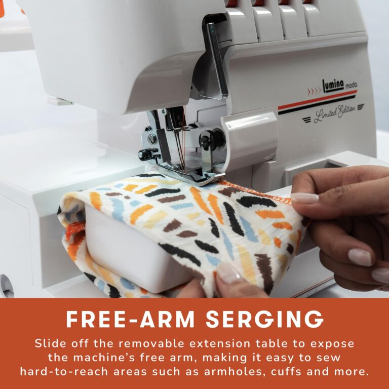 Lumina Moda Serger Overlock Machine with 2-3-4 Stitch Capability, Heavy-Duty Metal Frame 1250 Stitches/Minute, Differential Feed, Free Arm & LED Light - Image 6