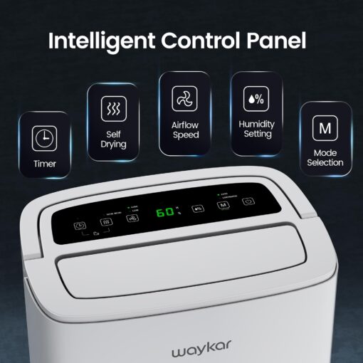 Waykar 120 Pints Energy Star Home Dehumidifier for Spaces up to 6,000 Sq. Ft at Home, in Basements and Large Rooms with Drain Hose, Handle, Auto Defrost and Self-Drying. - Image 7
