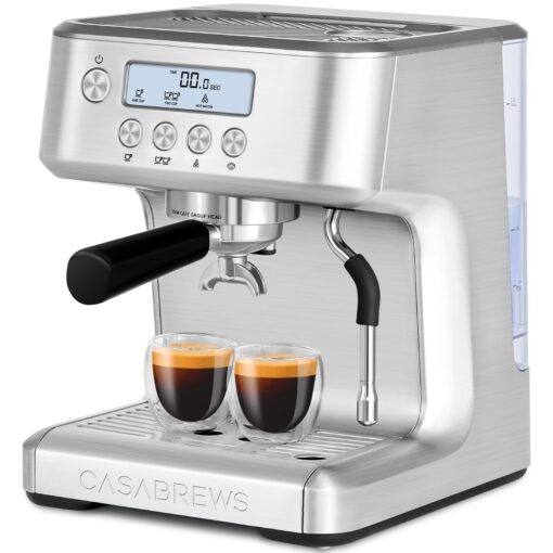 CASABREWS the Ultra Espresso Machine with LCD Display, Powerful Milk Frother and Customizable Brewing Temperature, Provides Barista-Level Lattes and Cappuccinos