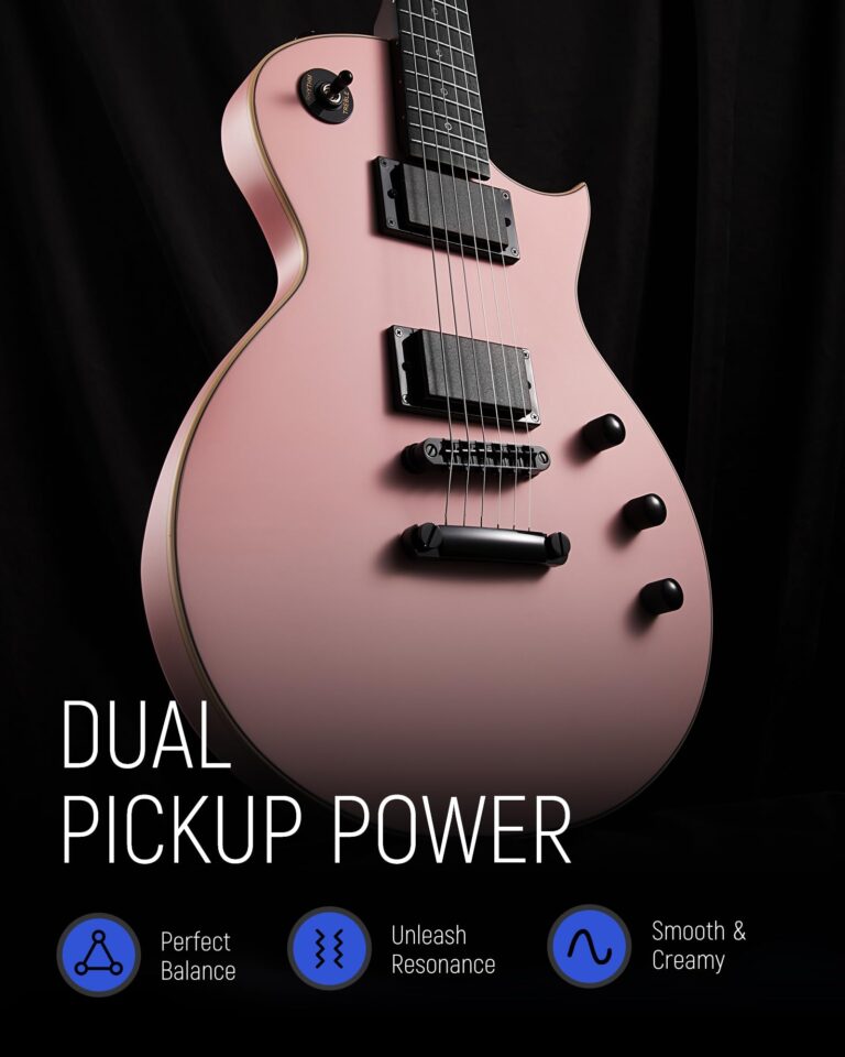 Fesley 39" LP Electric Guitar Kit: Full Size Solid Body Electric Guitars for Beginners with Humbucker Pickups, Poplar Body, Mahogany Neck,22 Frets,6 String Guitar with Gig Bag,Cable,FLP350,Matte,Pink - Image 6