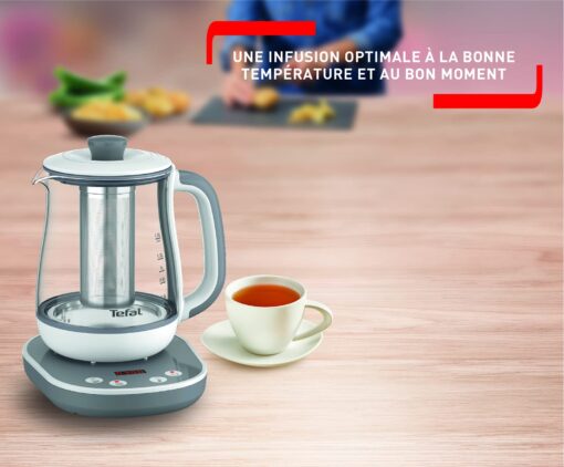 Tefal Tastea Tea Maker, 8 Temperature Settings, 1.5L Capacity, Removable Stainless Steel Tea Basket, Keep Warm, Durable Glass Body, 360° Freestanding Base BJ551B10 - Image 4