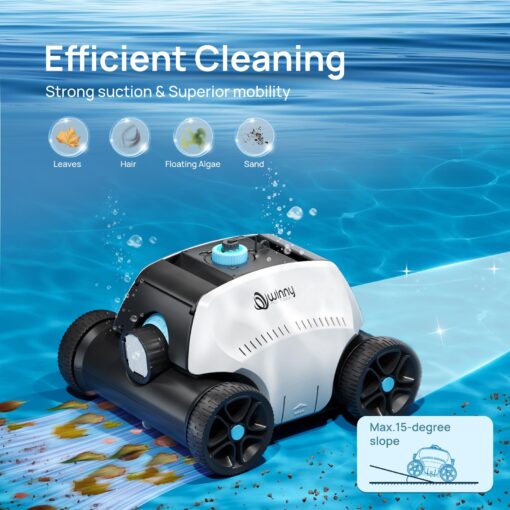 Cordless Robotic Pool Vacuum, Above Ground Pool Vacuum,Powerful Suction&130mins Running Time,6600mAh Battery, Ideal for Flat Above Pools Up to 1300 Sq.ft - Image 7