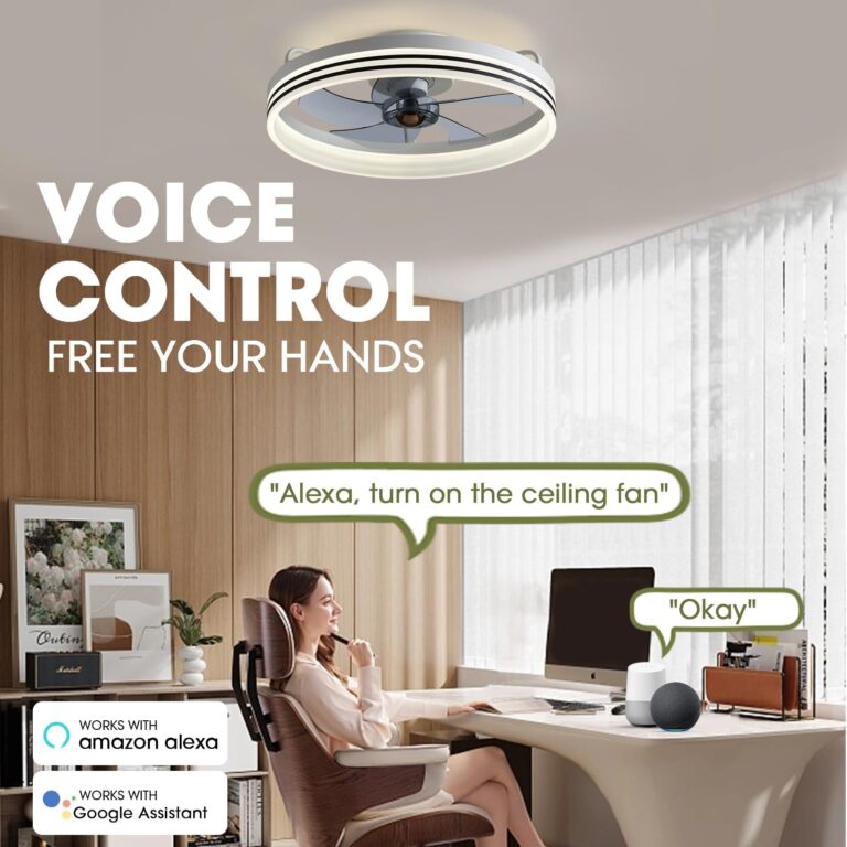 LUDOMIDE Smart Ceiling Fan with Lights, Alexa/Google Assistant/APP Control, 20" Low Profile Fan with 6 Speeds, Bedroom, Living Room, Patio - Image 7