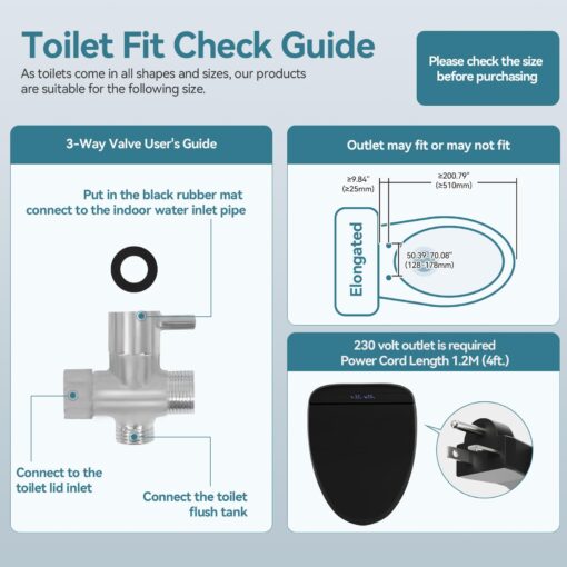 YOURLITE Bidet Toilet Seat, Elongated Toilet Seat Warm Water, Heated Seat Bidet with Remote Control,Self-cleaning Nozzle Temperature Adjustable LED Light, Need Electricity, Black - Image 3