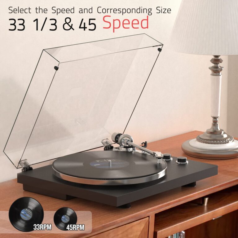 Turntables Belt-Drive Record Player with Wireless Output Connectivity, Vinyl Player Support 33&45 RPM Speed Phono Line USB Digital to PC Recording with Advanced Magnetic Cartridge&Counterweight Black - Image 6