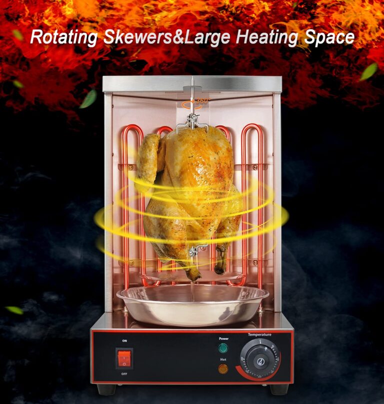Li Bai Shawarma Machine Electric Vertical Kebab Grill Gyro Rotisserie Oven Meat Broiler with 2 Heating Tubes Stainless Steel Body 110V For Home Restaurant Kitchen（Registered Design Patent） - Image 4