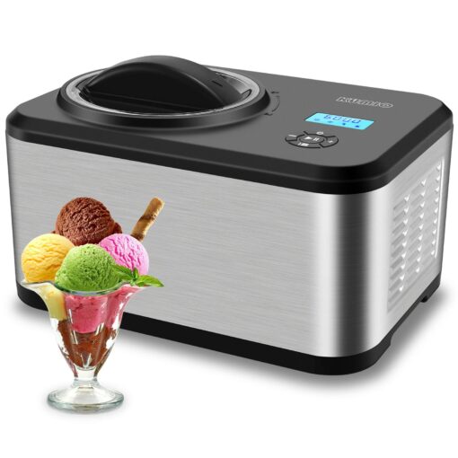 KUMIO 1.6-Quart Ice Cream Maker with Compressor, No Pre-Freezing, 4 Modes Ice Cream Maker Machine with LCD Display, Timer, Automatic Gelato & Yogurt Machine, Stainless Steel - Image 2