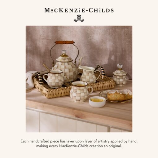 MACKENZIE-CHILDS Tall Enamel Vase, Unique Flower Vase, Bouquet Vase Decor for Living Room, Brown-and-White Mocha Check - Image 2