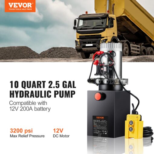 Vevor Hydraulic Power Unit 10 Quart Hydraulic Pump Double Acting Power Unit Dump Trailer for Dump Trailer Car Lifting 3200 PSI (Steel, 10 Quart/Double Acting): Industrial & Scientific - Image 7