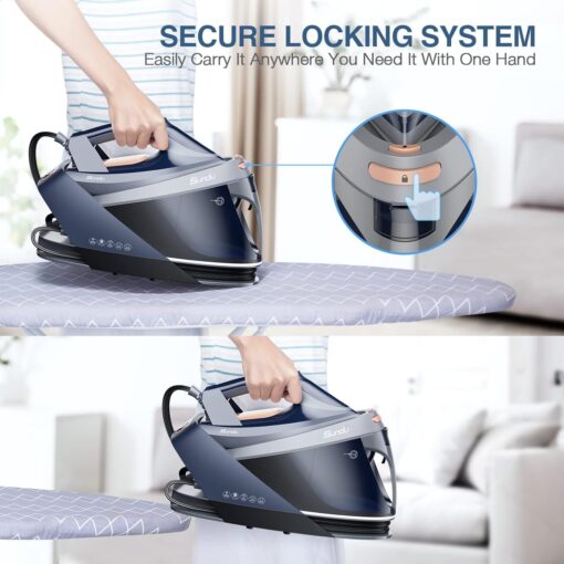 1800W Steam Iron for Clothes with Digital Display Steam Station, 1.5L Water Tank Ceramic Soleplate, Anti-Drip, Self-Clean, 3-way Auto Shut-Off System for Various Fabrics for Home Steamer - Image 3