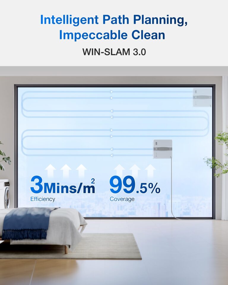 ECOVACS WINBOT Mini Window Cleaning Robot - Compact Design, Dual Nozzles with Ultrasonic Spray, 9-Stage Protection System, Intelligent Path Planning, 3 Cleaning Modes, Anti-Slipping System - Image 7