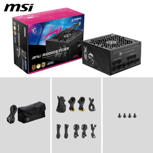 MSI MPG A1000GS PCIE5 ATX 3.1 Gaming Power Supply - Full Modular - 80 Plus Gold Certified 1000W - 100% Japanese 105°C Capacitors - ATX PSU - 10 Year Warranty - Image 2