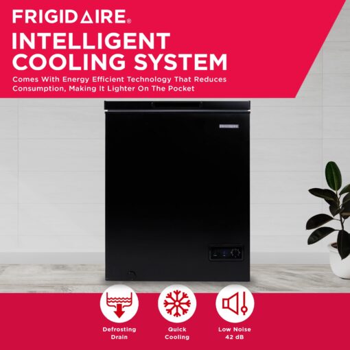 FRIGIDAIRE EFRF5003-BLACK Chest Deep Freezer-Garage-Ready, 5.0 Cu. Ft. Capacity, Black-Adjustable Thermostat-Removable Vinyl Coated Wire Basket-Easy Defrost Drain - Image 5