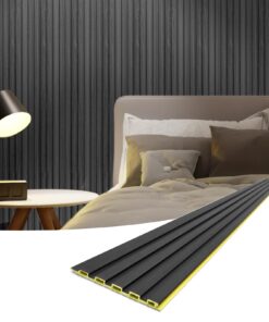 Art3d Slat Wall Panels, WPC Soundproof 3D Wall Paneling for Interior Wall Decor, TV Background, 8-Pack 96 x 6 in. Black