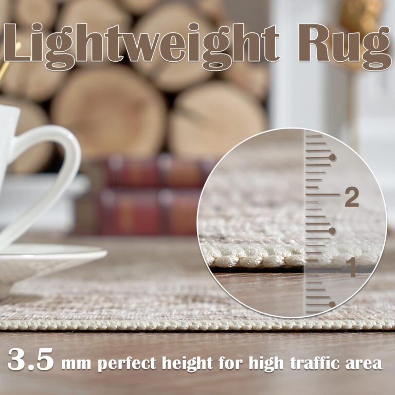 jinchan Area Rug 6x9 Washable Living Room Rug Indoor Large Vintage Floor Cover Distressed Taupe Multi Lightweight Non Slip Thin Carpet for Kitchen Bedroom Dining Room - Image 5