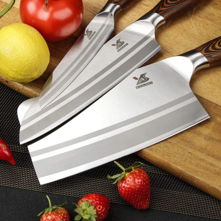 MSY BIGSUNNY 9pcs Knife Block Set, German Steel Kitchen Knife Set with Bone Chopper, Precious Pakkawood Handle for Chef Knife Block Set - Image 2