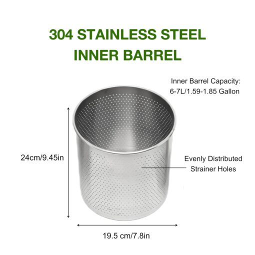 3.2 Gallon 12L Fruit Wine Press, Manual Juicer Press, Hand Press Squeezer for Juice Wine Cheese Cider Olive Oil, Wine Juice Making Supplies 304 Stainless Steel Inner Barrel Non-Stick - Image 6