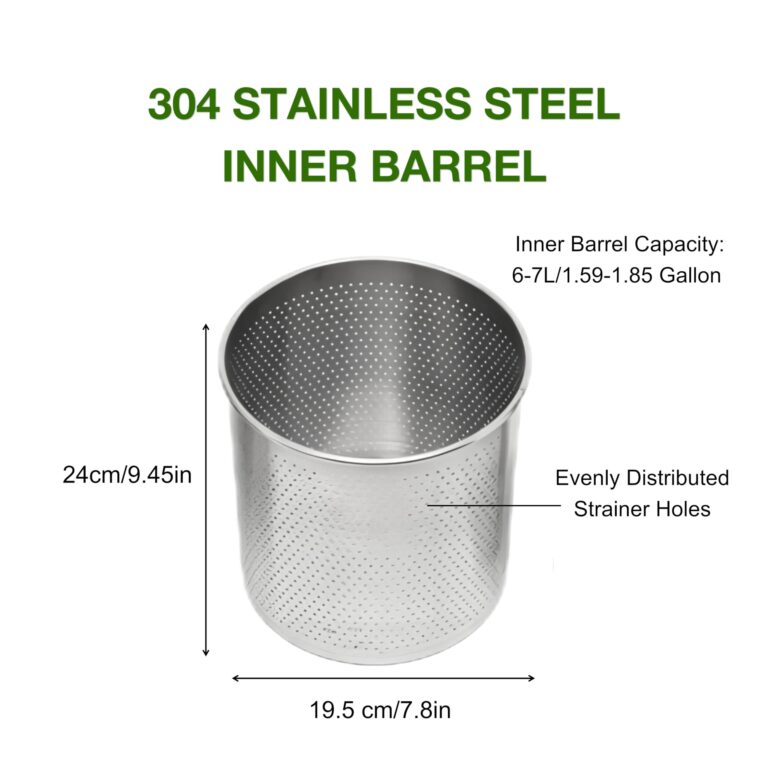 3.2 Gallon 12L Fruit Wine Press, Manual Juicer Press, Hand Press Squeezer for Juice Wine Cheese Cider Olive Oil, Wine Juice Making Supplies 304 Stainless Steel Inner Barrel Non-Stick - Image 6