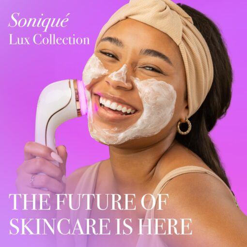 LED Technologies Lux Collection Soniqué Sonic Facial Cleansing Brush with Red & Blue Light Therapy, Reduces Appearance of Acne & Wrinkles - Image 8