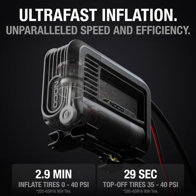 NOCO AIR15 UltraFast 15A Tire Inflator, 12V Portable Air Compressor Pump, Rated at 80 PSI, Inflates Tires from 0-40 PSI in 2.9 Minutes with a Digital Gauge, Smart Pressure and Auto-Shutoff - Image 6