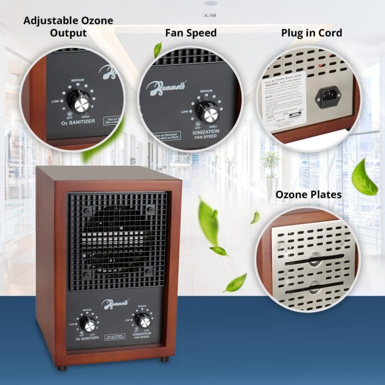 Mammoth Ion and Ozone Generator 3000 mg/hour, Adjustable up to 3,500 SqFt Ionizer & Deodorizer Ozone Odor Eliminator- Ozone Machine Wooden Design Ideal for Dust, Pollen, Pets & Smoke Smell - Image 4