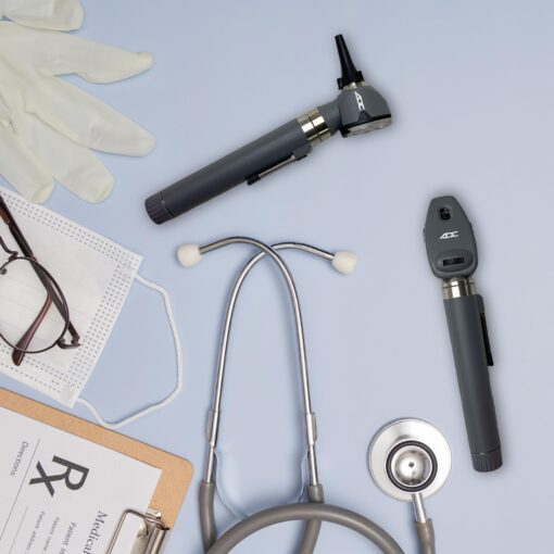 ADC Otoscope/Ophthalmoscope Diagnostic Set, Pocket Size, LED Lamp, 2.5V, Hard Case, Diagnostix 5110NLG, Gray - Image 3