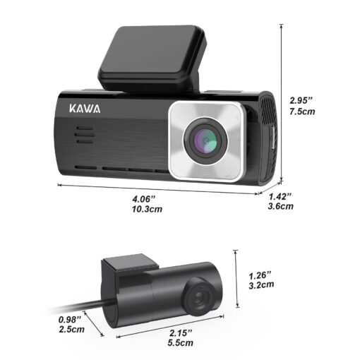 KAWA 4K Dash Cam Front Rear, AI-ISP Night Vision, Free 64GB Card, 4K+1080P Dual WiFi Dash Camera for Cars with Sony STARVIS, GPS and Speed Dashcam, 3.16” IPS Screen, G-Sensor, AI 24H Motion Detection - Image 3