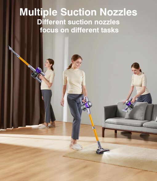 MBYULO Cordless Vacuum Cleaner, 450W 40Kpa Powerful Stick Vacuum, Up to 50Mins Rechargeable Battery, Vacuum Cleaners for Home Anti-Tangled Lightweight Handheld for Hardwood Floor, Carpets, Pet Hair - Image 3