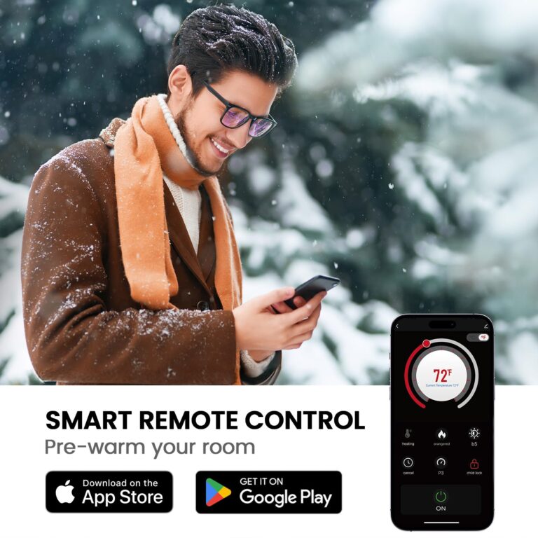 Silonn 50″Smart Electric Fireplace Heater with App & Remote Control, 5300 BTU Heat Output, Ultra-Slim Wall-Mounted or Recessed Electric Fireplace Inserts with Timer, 20 Flame Colors,WiFi Enabled - Image 7