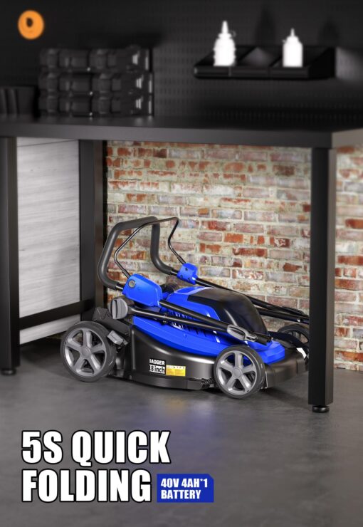 WILD BADGER POWER Lawn Mower 40V Brushless 18" Cordless, 5 Cutting Height Adjustments Electric Lawn Mower, Quickly Folding Within 5’s, 4.0AH Battery and Super Charger Included. - Image 2