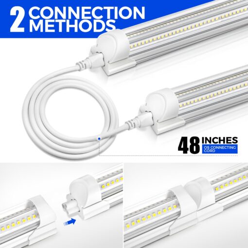 Barrina 8FT LED Shop Light, 100W 15000LM 6500K Super Bright White, Linkable Integrated T8 Shop Lighting with Clear Cover, V Shape 8 Foot LED Tube Lights, Ceiling Lights Fixtures for Garage, 12 Pack - Image 5