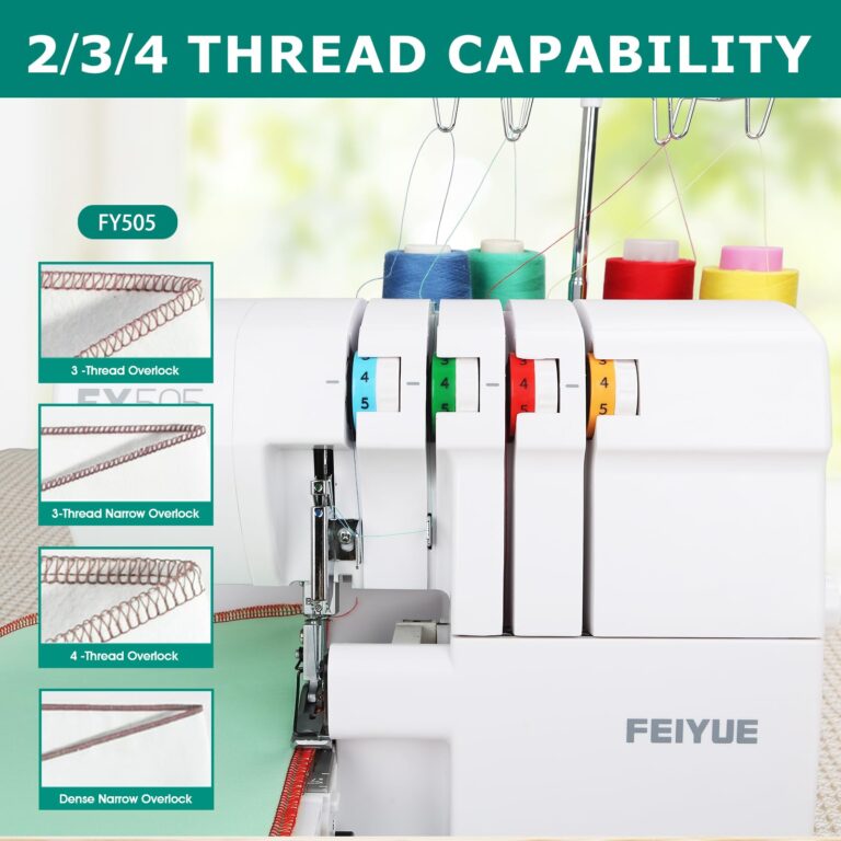 FEIYUE FY505 Serger Overlock Machine with 2/3/4 Thread Capability, Built-in Rolled Hem, Durable Heavy-Duty Metal Frame, Adjustable Differential Feed - Image 7