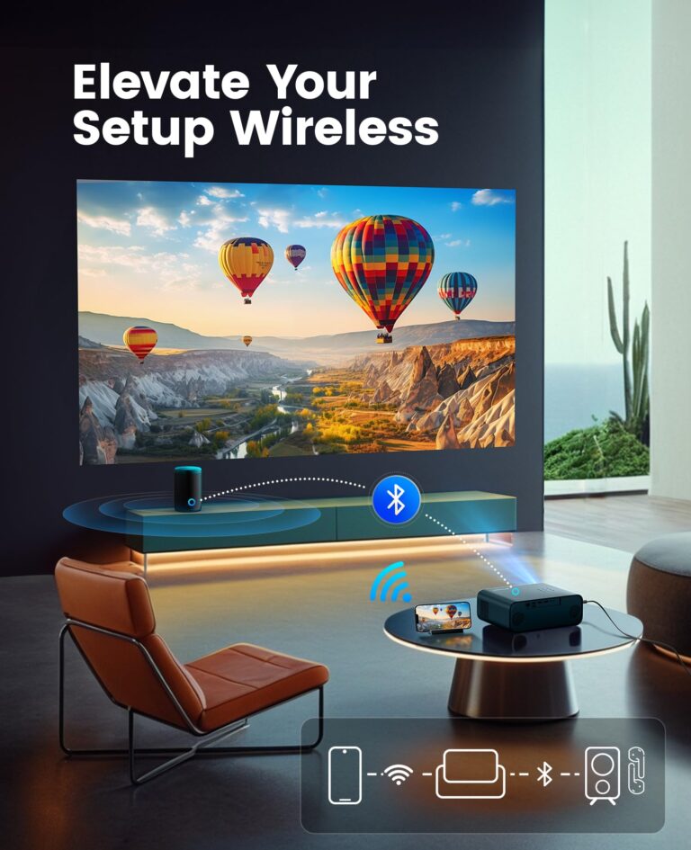 [Auto Focus/4K Support] Projector with WiFi 6 and Bluetooth 5.2, 700ANSI Native 1080P Outdoor Movie Projector, WiMiUS P62 Auto 6D Keystone & 50% Zoom, Smart Home Projector for iOS/Android/TV Stick - Image 5
