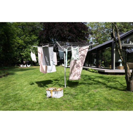 Brabantia Lift-O-Matic Outdoor 4 Arm Clothesline (197 ft/Ø 1.8") Height Adjustable, Folding Clothes Drying Rack + Ground Spike & Cover (Gray) - Image 7
