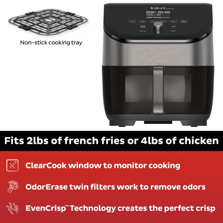 Instant Vortex Plus 6QT Air Fryer with Odor Erase Technology, 6-in-1 Functions that Crisps, Roasts, Broils, Dehydrates, Bakes & Reheats, 100+In-App Recipes, from the Makers of Instant Pot,1700W,Black - Image 8