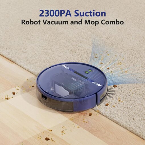 Robot Vacuum and Mop Combo, WiFi/App/Voice, Robotic Vacuum Cleaner with Schedule, 2 in 1 Mopping Robot Vacuum with Water Tank and Dustbin, Self-Charging, Slim, Ideal for Hard Floor, Pet Hair, Carpet - Image 4